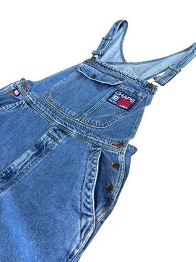 Vintage Chaps Ralph Lauren Denim Overalls Plaid Lined 90s Carpenter Bib Jeans S